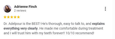 Google review from Adrienne Finch for BLVD Dental Aesthetics